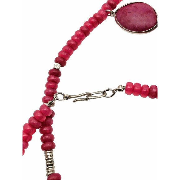 Vintage Bloodstone Heliotrope Pendant Necklace Quartz Beaded Healing Chalcedony - Picture 8 of 10